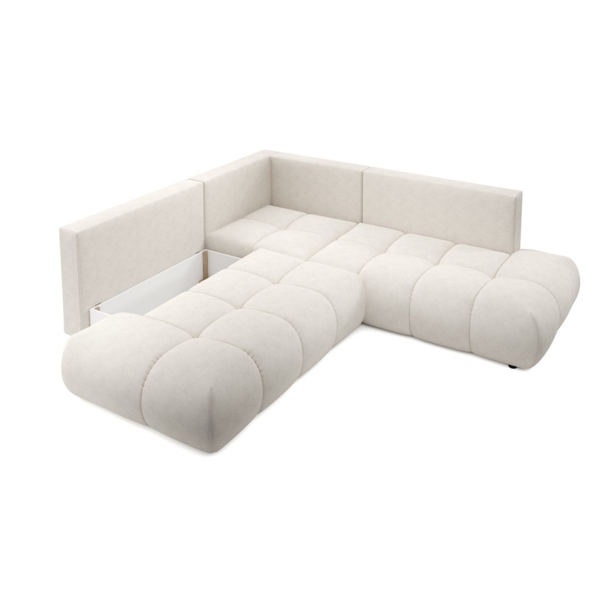 Divano letto angolare imbottito con contenitore a L ALMADA, versione sinistra, beige