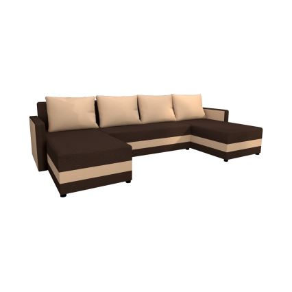 Divano angolare imbottito a U BRISTOL, universale e trasformabile in divano letto, marrone/beige