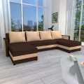 Divano angolare imbottito a U BRISTOL, universale e trasformabile in divano letto, marrone/beige