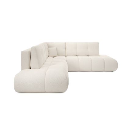 Divano angolare letto imbottito con contenitore ad angolo a L ALMADA, lato destro, beige