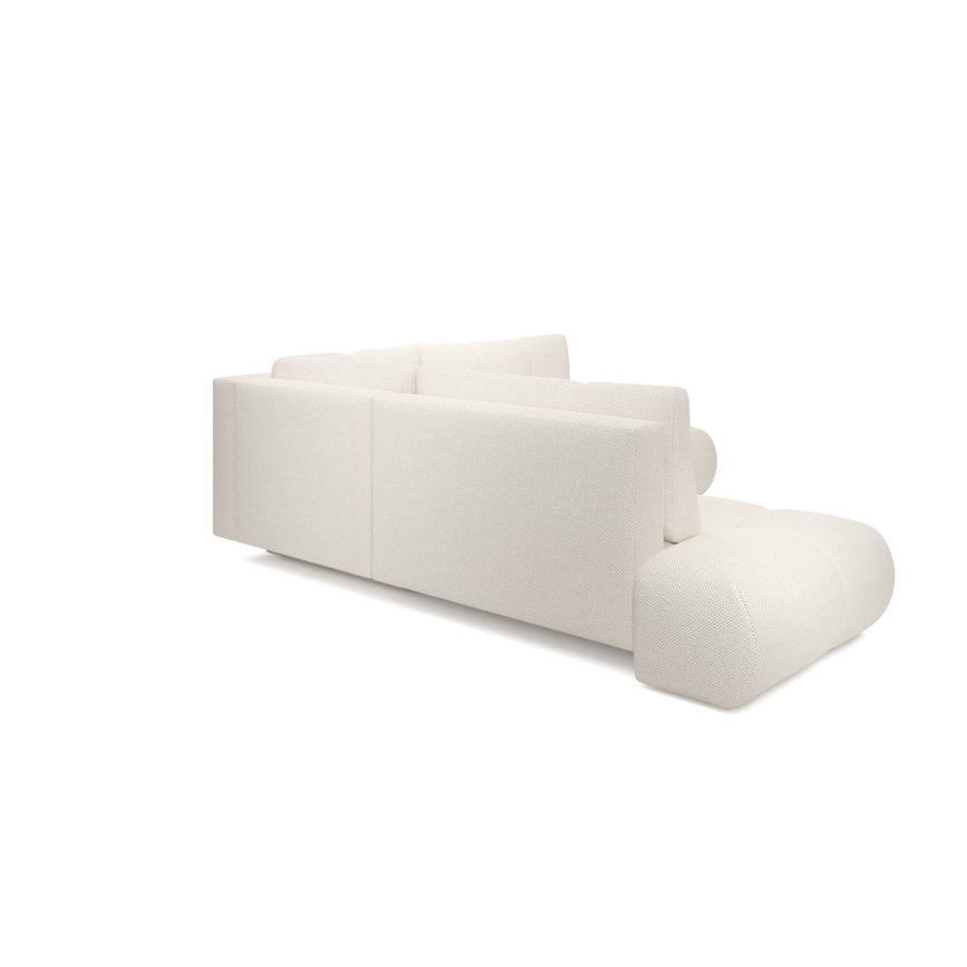 Divano angolare letto imbottito con contenitore ad angolo a L ALMADA, lato destro, beige