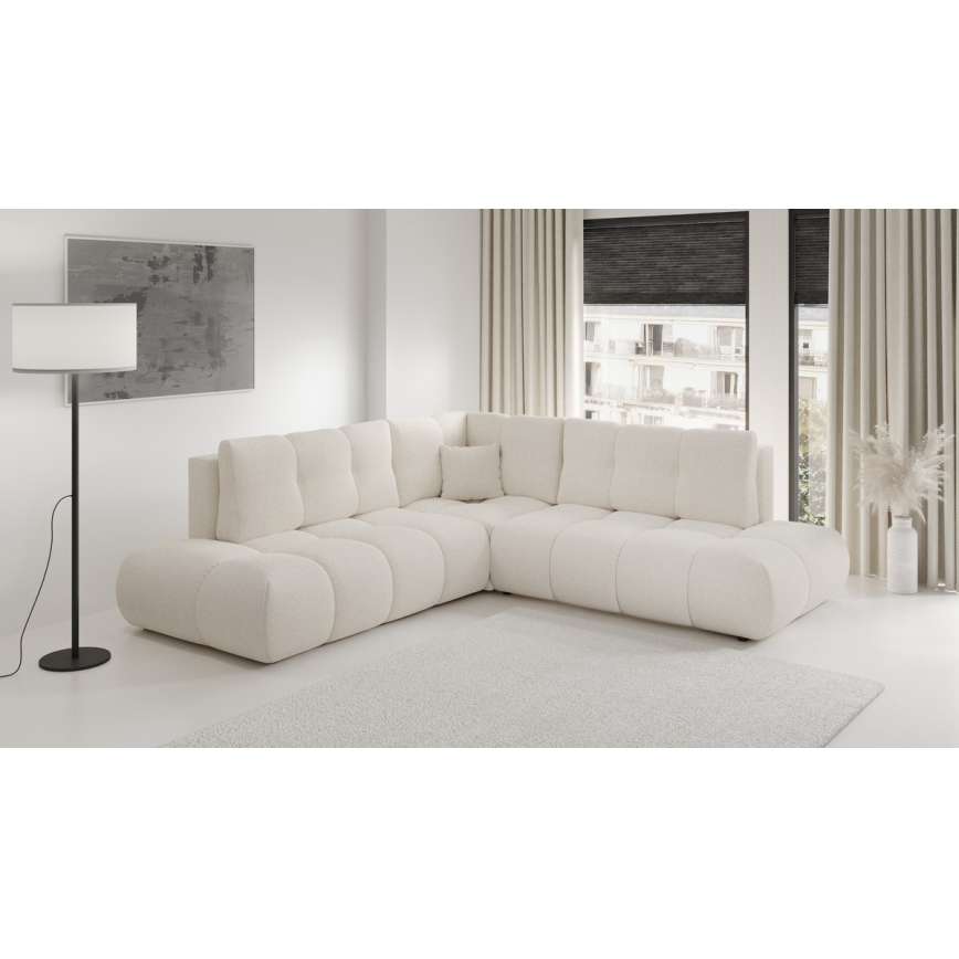 Divano angolare letto imbottito con contenitore a L ALMADA sinistro beige