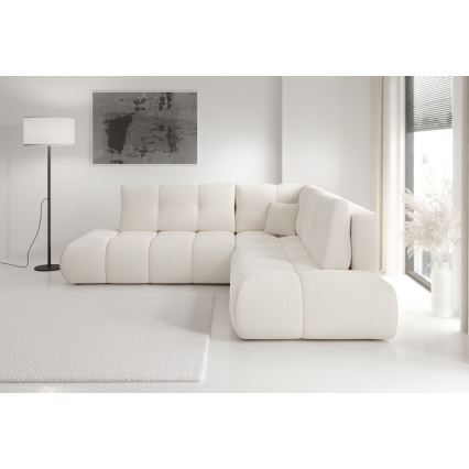 Divano angolare letto imbottito con contenitore a L ALMADA sinistro beige