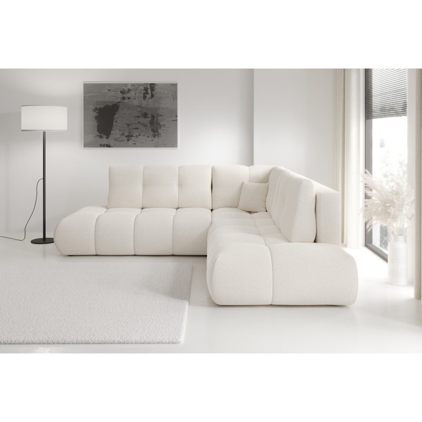 Divano angolare letto imbottito con contenitore a L ALMADA sinistro beige