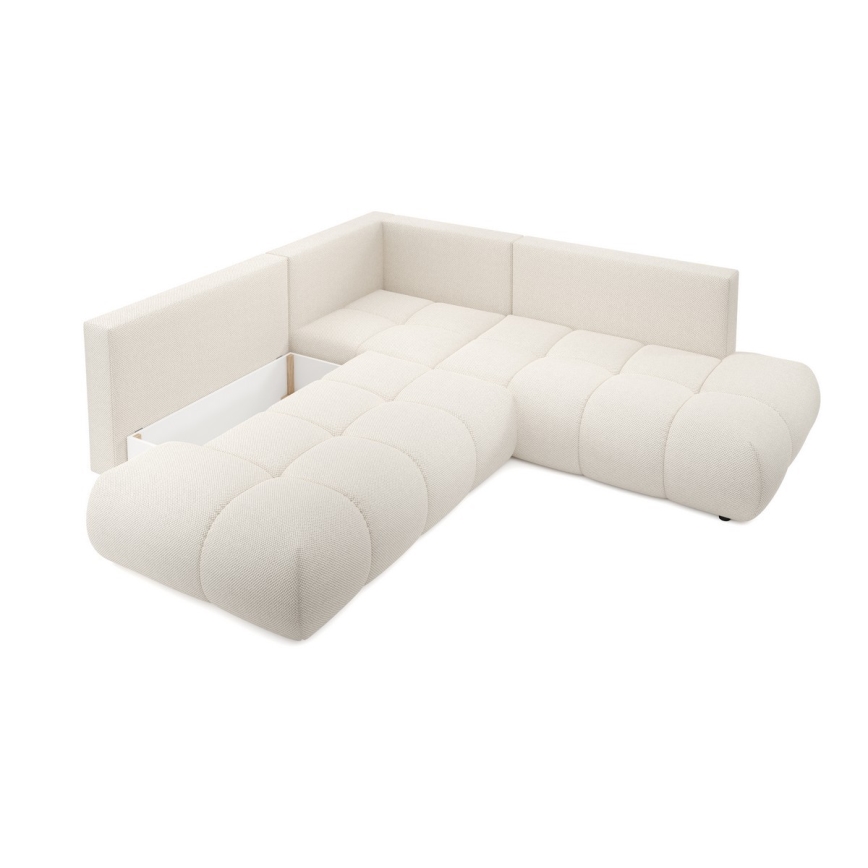 Divano angolare letto imbottito con contenitore a L ALMADA sinistro beige
