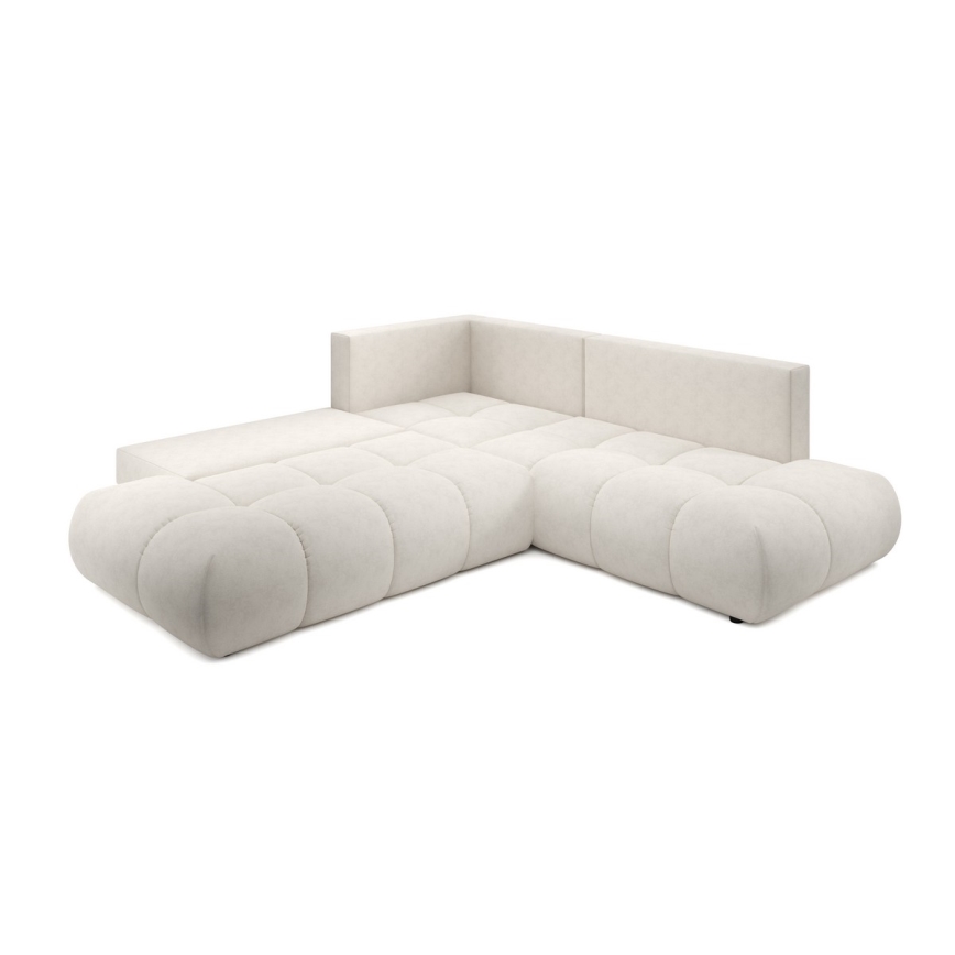 Divano angolare letto imbottito con contenitore a L ALMADA sinistro beige