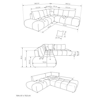 Divano angolare letto imbottito con contenitore a L ALMADA sinistro beige