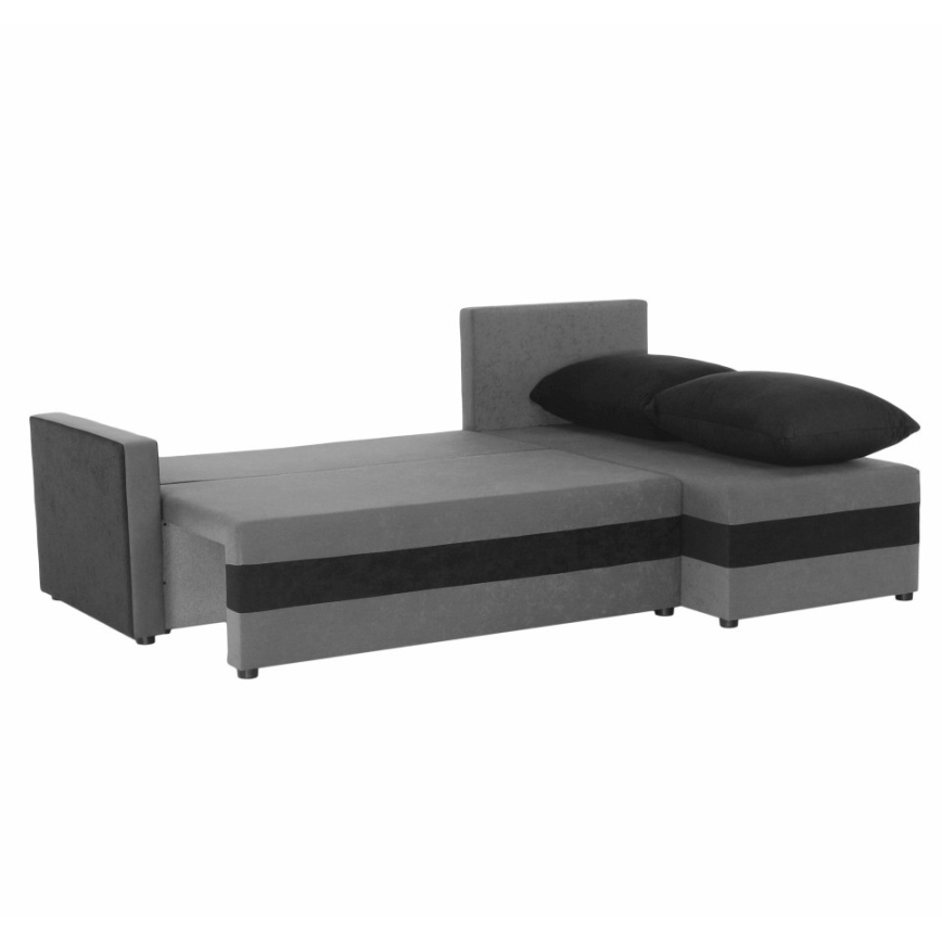 Divano angolare imbottito convertibile a L BRISTOL, configurazione reversibile, grigio/nero