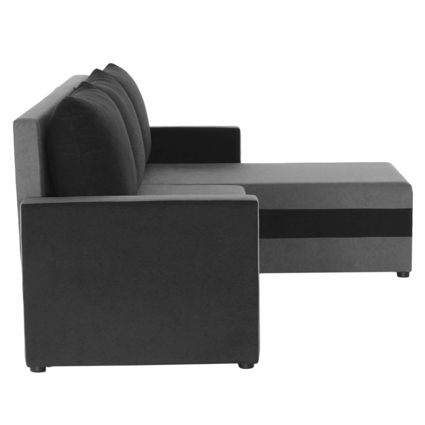 Divano angolare imbottito convertibile a L BRISTOL, configurazione reversibile, grigio/nero