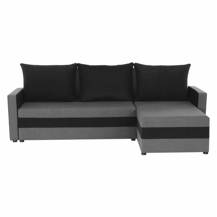 Divano angolare imbottito convertibile a L BRISTOL, configurazione reversibile, grigio/nero
