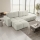 Divano angolare imbottito trasformabile a L con vano contenitore ALMADA, lato sinistro, beige