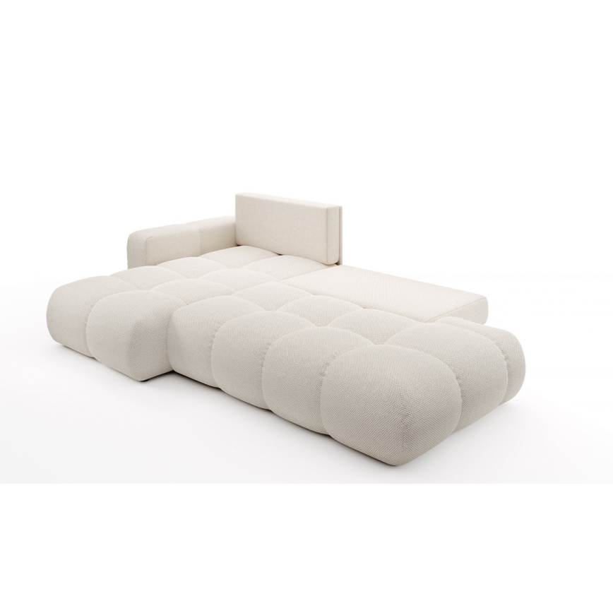 Divano letto angolare imbottito con contenitore a L ALMADA, lato sinistro, beige chiaro