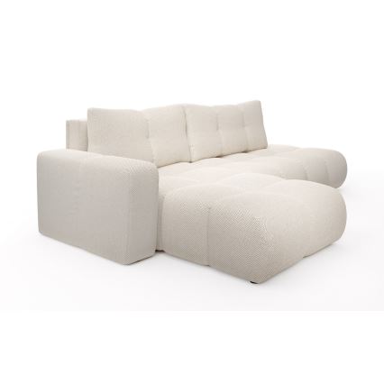 Divano letto angolare imbottito con contenitore a L ALMADA, lato sinistro, beige chiaro
