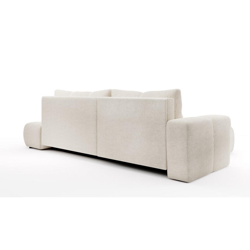 Divano letto angolare imbottito con contenitore a L ALMADA, lato sinistro, beige chiaro