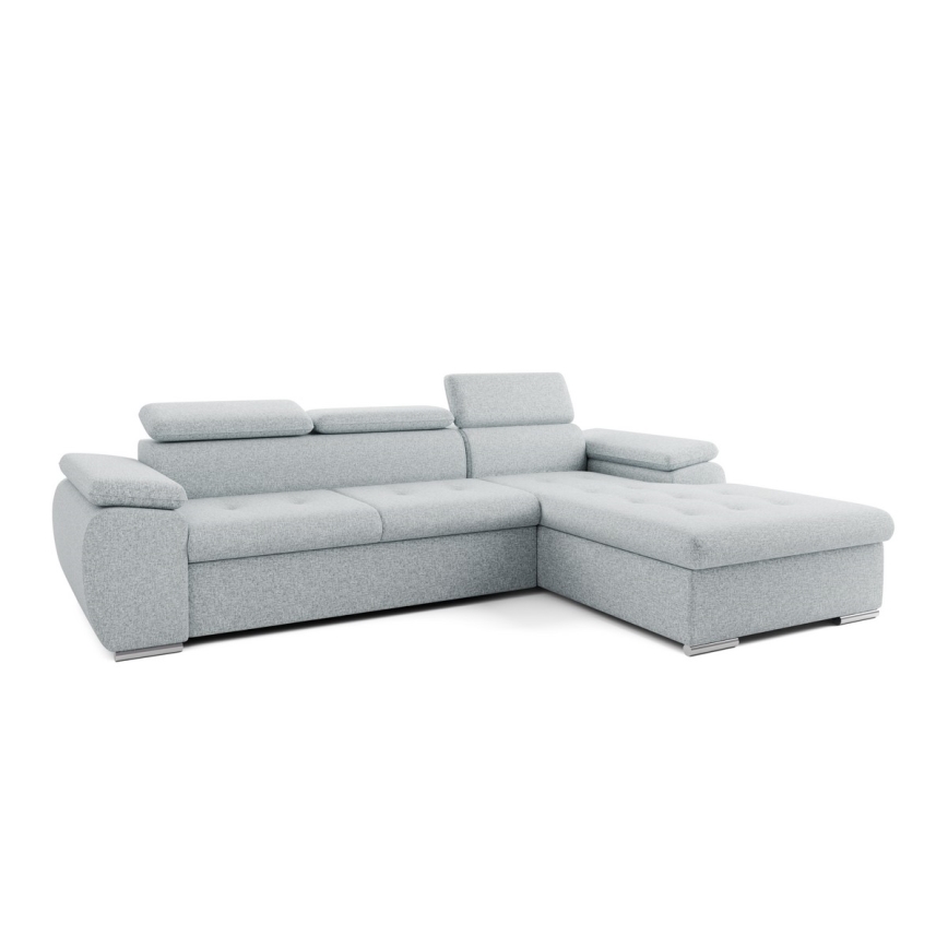 Divano angolare letto a L con vano contenitore PADUA grigio angolo destro