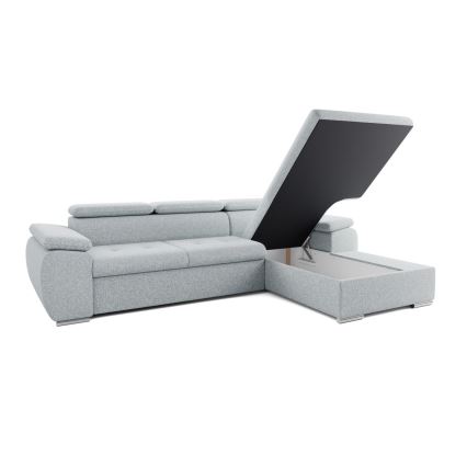 Divano angolare letto a L con vano contenitore PADUA grigio angolo destro
