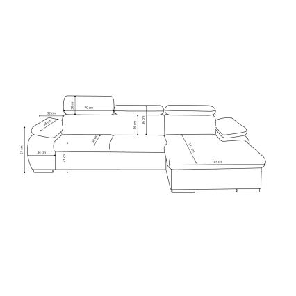 Divano angolare letto a L con vano contenitore PADUA grigio angolo destro