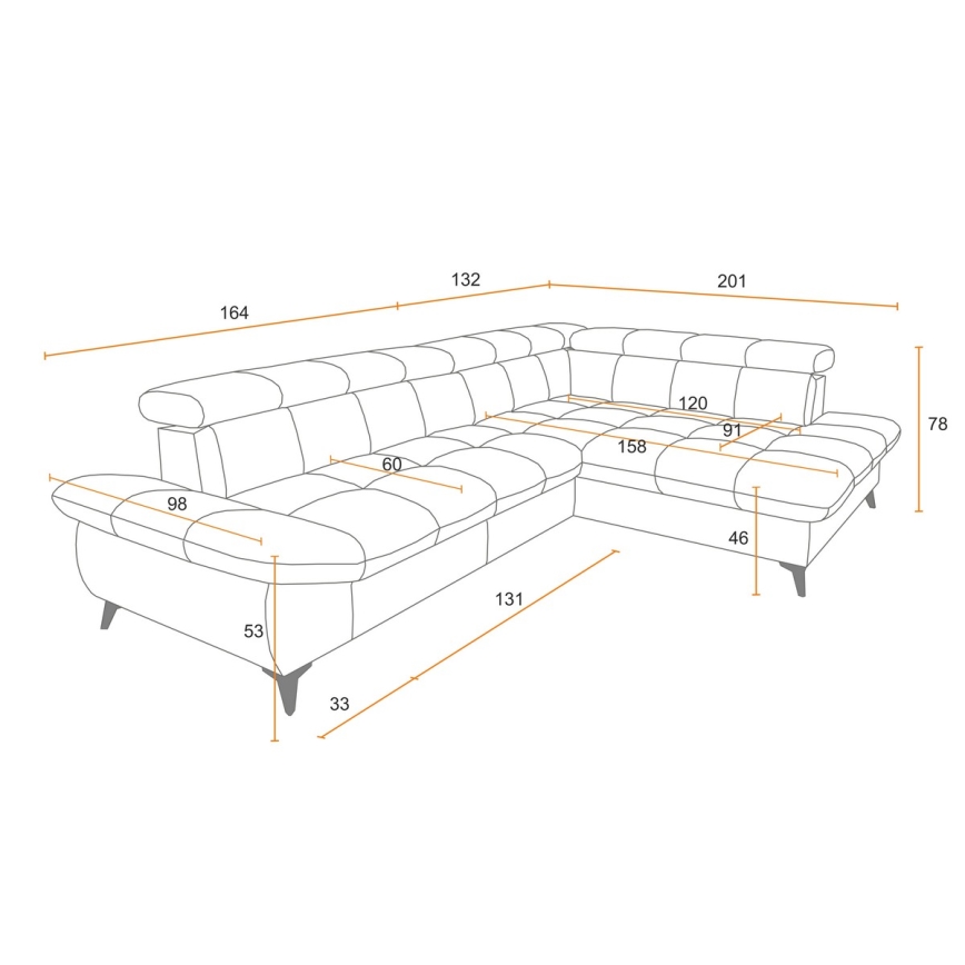 Divano angolare letto a L MARANO sinistro beige