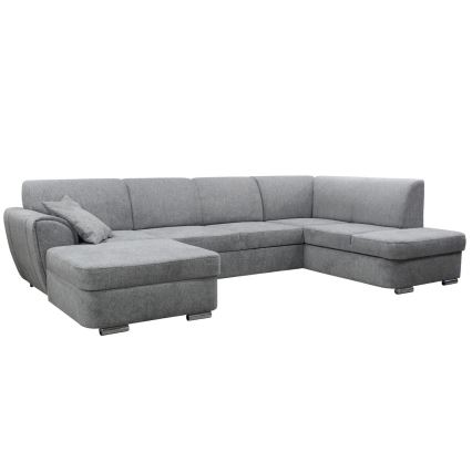 Divano angolare letto a U con contenitore SERPA, lato destro, grigio