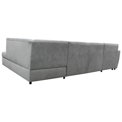 Divano angolare letto a U con contenitore SERPA, lato destro, grigio