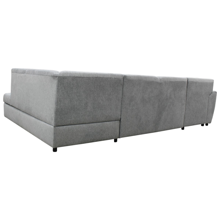 Divano angolare letto a U con contenitore SERPA, lato destro, grigio