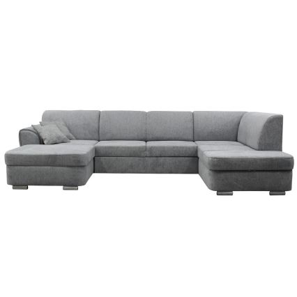 Divano angolare letto a U con contenitore SERPA, lato destro, grigio