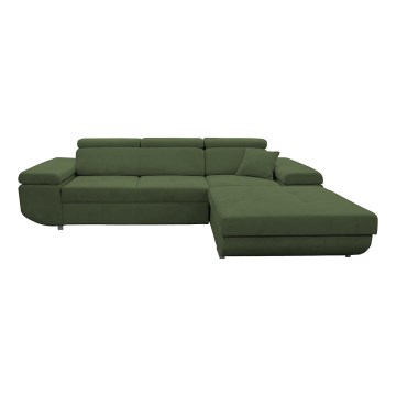 Divano angolare letto con contenitore a forma di L CASTELO, lato destro, verde