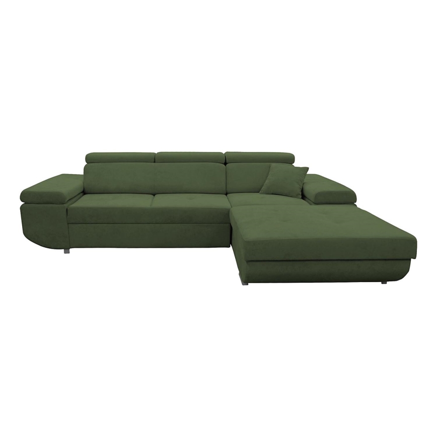 Divano angolare letto con contenitore a forma di L CASTELO, lato destro, verde