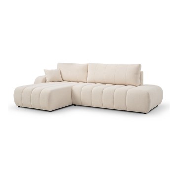 Divano angolare letto con contenitore a forma di L DESIO sinistro beige