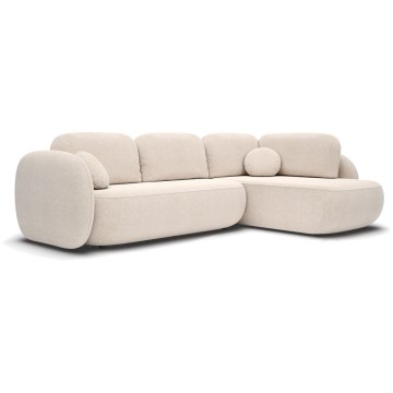 Divano angolare letto con contenitore a forma di L OLBIA, lato destro, beige