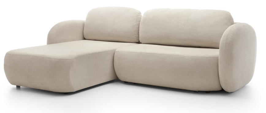 Divano angolare letto con contenitore a forma di L OLBIA sinistro beige
