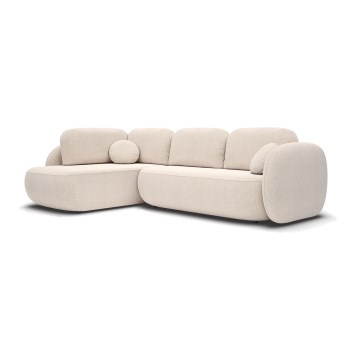 Divano angolare letto con contenitore a forma di L OLBIA sinistro beige