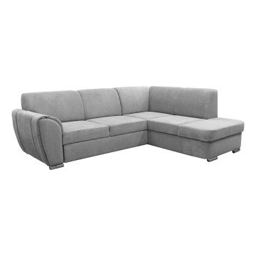 Divano angolare letto con contenitore a forma di L SERPA, lato destro, grigio