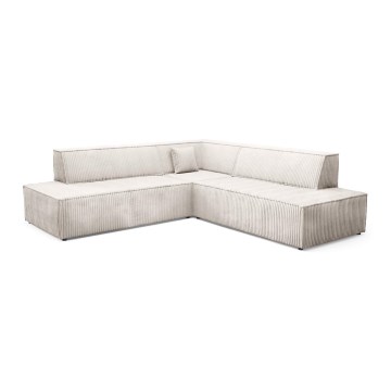 Divano angolare letto con contenitore a forma di L TERAMO, lato destro, beige