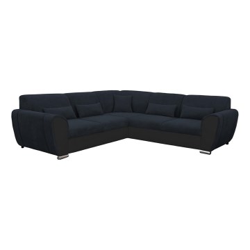 Divano angolare letto con contenitore a forma di L VISEU, lato destro, antracite/nero