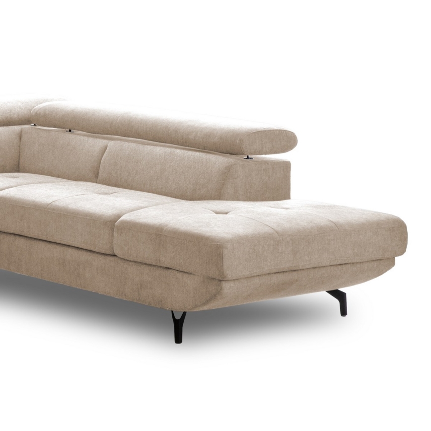 Divano angolare letto con contenitore a L BRESCIA, lato destro, beige