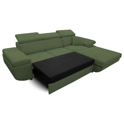 Divano angolare letto con contenitore a forma di L CASTELO, lato destro, verde