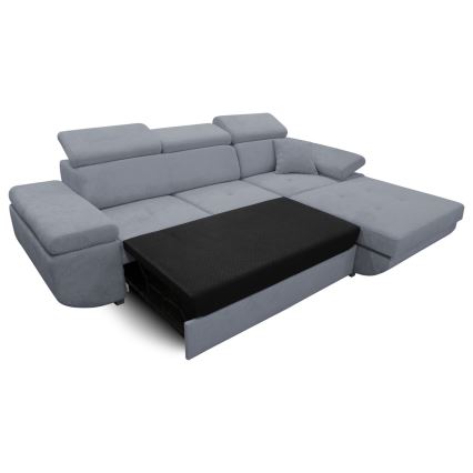 Divano angolare letto con contenitore a L CASTELO, lato destro, grigio scuro