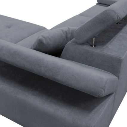 Divano angolare letto con contenitore a L CASTELO, lato destro, grigio scuro
