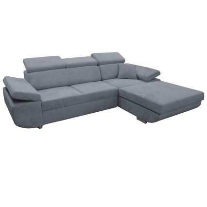 Divano angolare letto con contenitore a L CASTELO, lato destro, grigio scuro