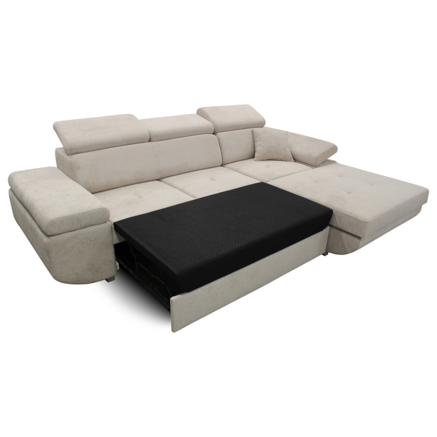 Divano angolare letto con contenitore a forma di L CASTELO, lato destro, grigio