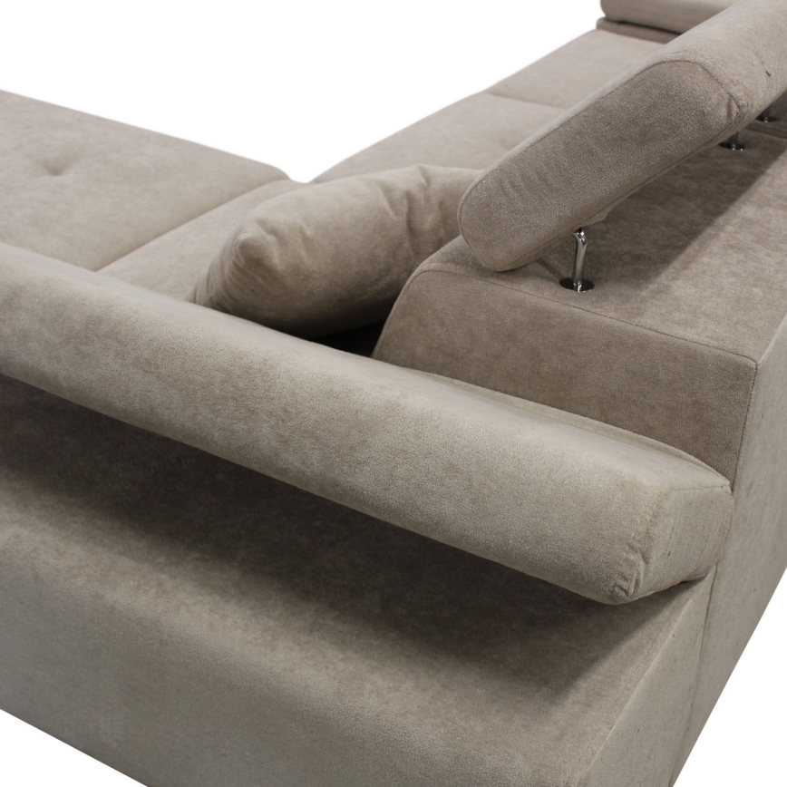 Divano angolare letto con contenitore a forma di L CASTELO, lato destro, grigio