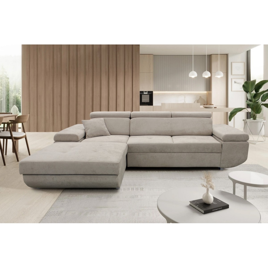 Divano angolare letto con contenitore a L CASTELO sinistro grigio