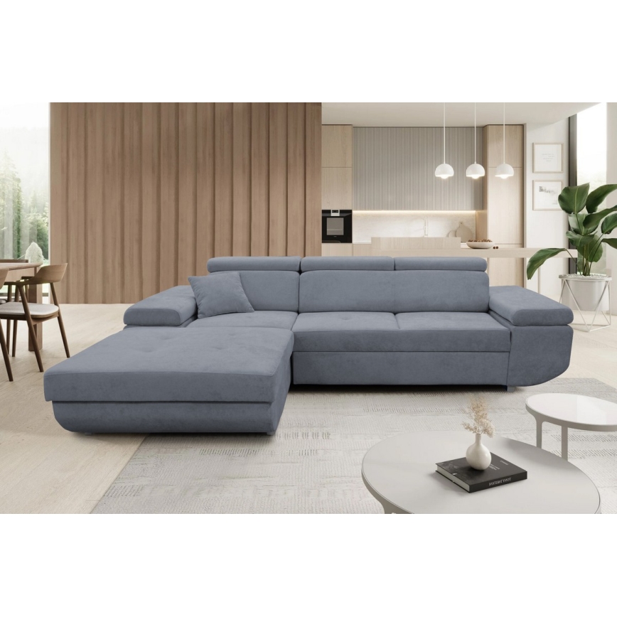 Divano angolare letto con contenitore a L CASTELO sinistro grigio scuro