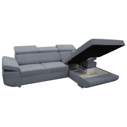 Divano angolare letto con contenitore a L CASTELO sinistro grigio scuro