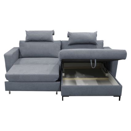 Divano angolare letto con contenitore a L HORTA, lato destro, grigio scuro