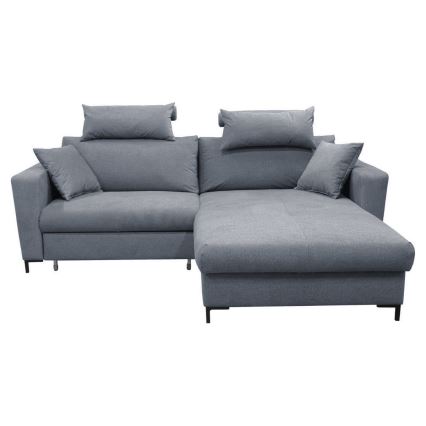 Divano angolare letto con contenitore a L HORTA, lato destro, grigio scuro