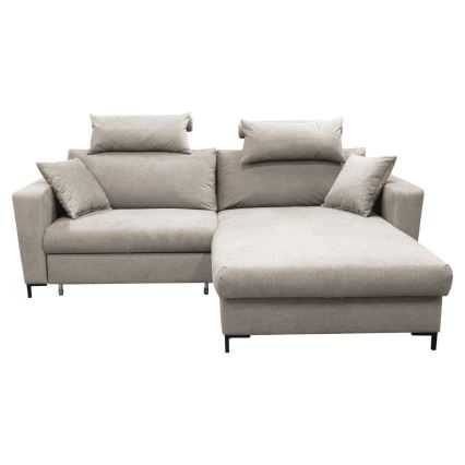 Divano angolare letto con contenitore a L HORTA, lato destro, grigio