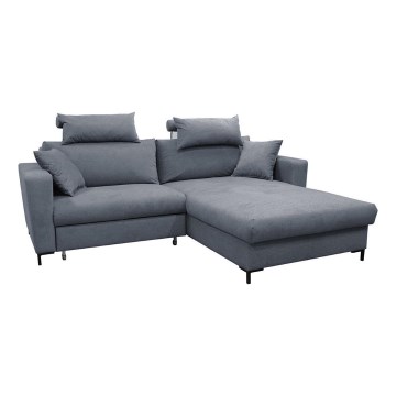 Divano angolare letto con contenitore a L HORTA, lato destro, grigio scuro