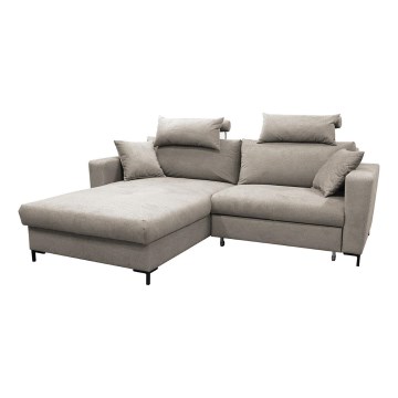 Divano angolare letto con contenitore a L HORTA sinistro grigio